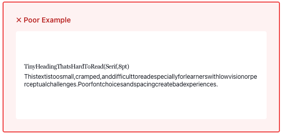 font displayed with words to close together and to small